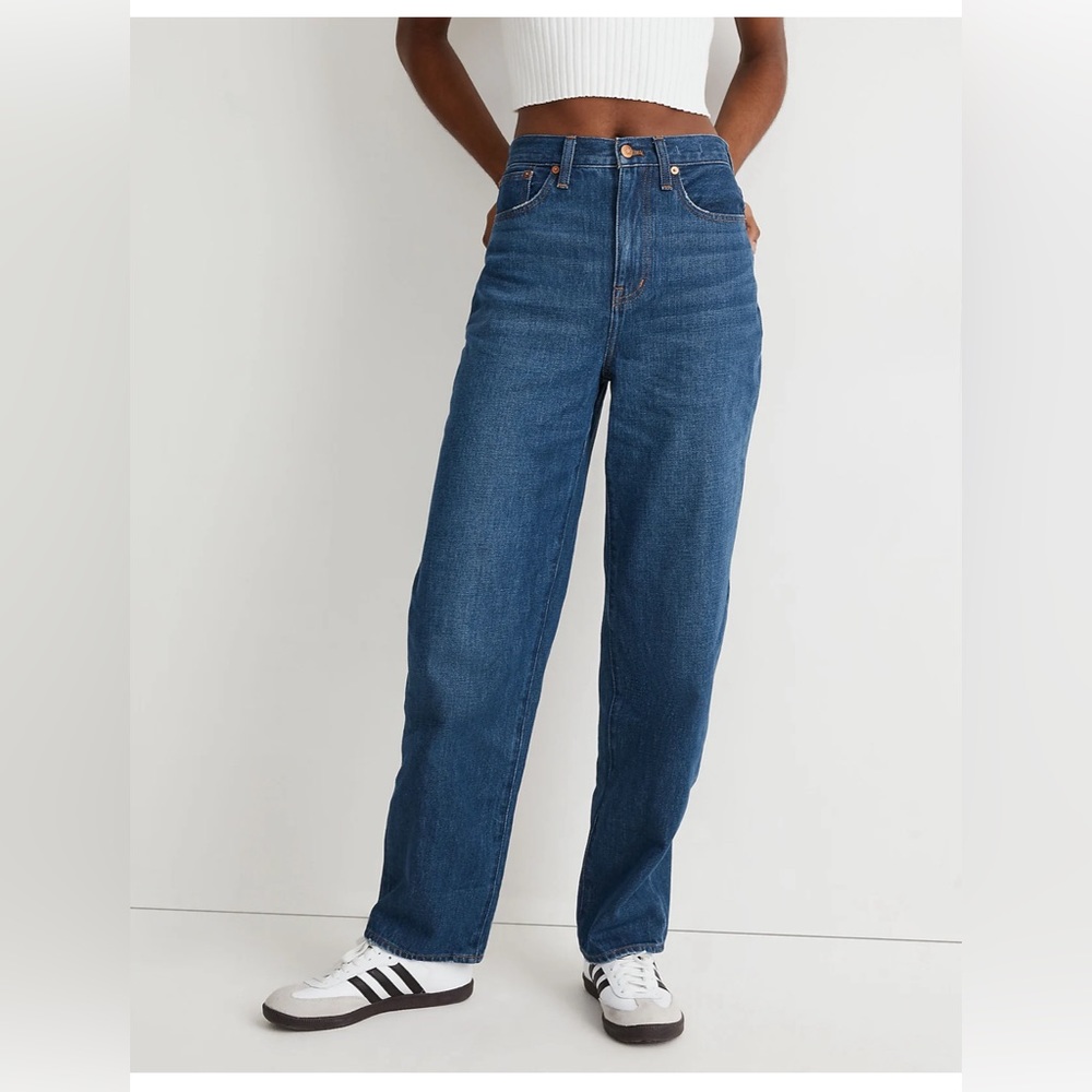 Madewell Baggy Straight Jeans in Dark Worn Indigo Wash